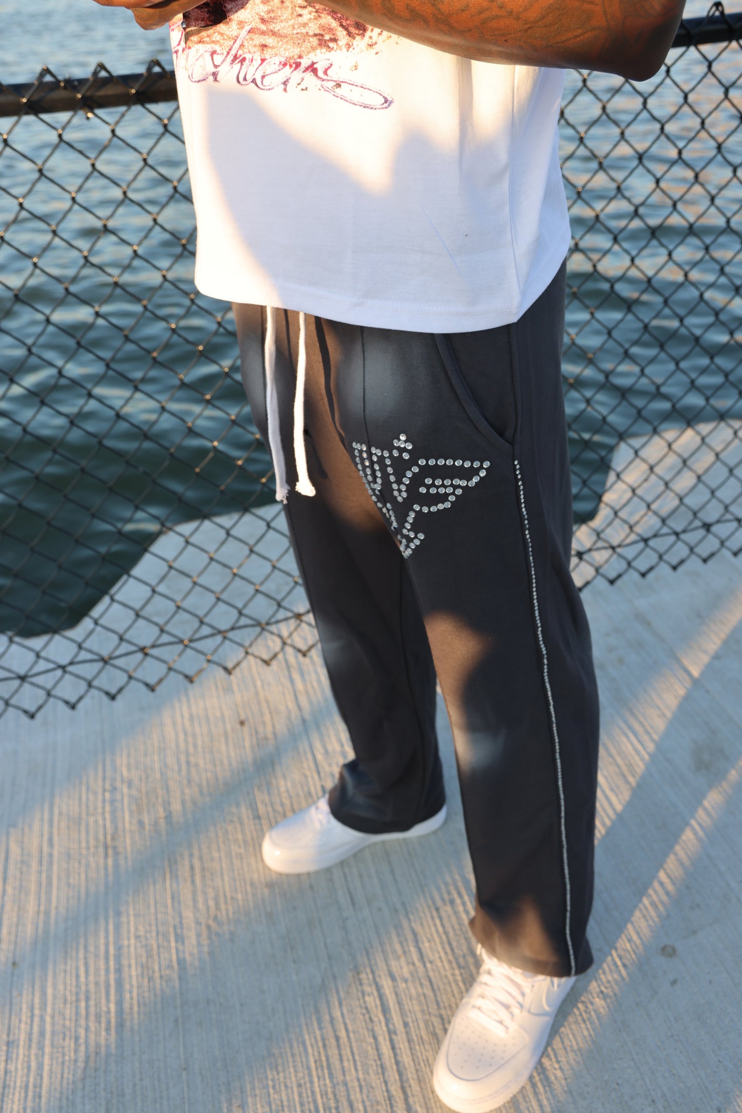 Gray WF Rhinestone Joggers